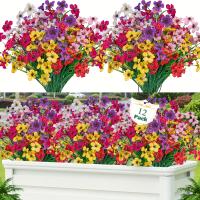 Flores Artificiales Resistentes a Rayos UV 12 Piezas de Plástico Duraderas para Cajas de Ventanas, Macetas, Patios, Hogares, Decoración Interior y Exterior - details 1
