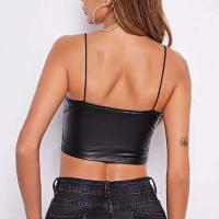 Camisetas sin mangas eróticas con purpurina para mujer, chaleco de charol para mujer, Top corto Sexy con tirantes finos 2022 - details 15