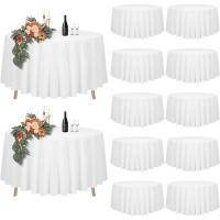 Mantel redondo blanco de 12 piezas, mantel redondo de 90 pulgadas de poliéster, manteles blancos para mesas redondas, resistente al agua y a las manchas - details 0