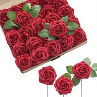 25pcs Flores Artificiales Rosas Falsas para Bodas DIY, Centros de Mesa, Arreglos de Fiesta, Decoración del Hogar - details 11