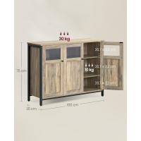 Aramrio de Almacenamiento, Aparador con Puertas de Cristal, para Comedor, Salón, Cocina, Estilo Industrial, Marrón Rústico y Negro - details 17