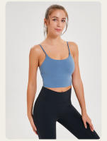 SHINBENE-Top corto de entrenamiento para mujer, sostén deportivo de nailon suave, acolchado, a prueba de sudor, con sujetador incorporado - details 25