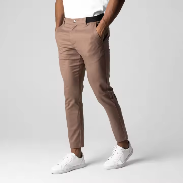 Pantalones de algodón versátiles de negocios juveniles para hombres transpirables informales nuevos de Four Seasons - 1