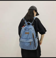 Nueva moda simple tendencia mochila de gran capacidad bolsa de mezclilla duradera universidad escuela secundaria junior escuela secundaria bolsa de estudiante - details 20