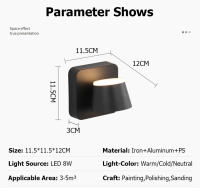 LEFANGXING Lámpara de Pared LED 12CM, Rotativa, Luz Luminosa para Dormitorio y Sala de Estar - details 7