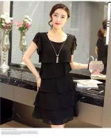 Novedad de verano, vestidos de gasa de retales para mujer, vestido suelto Irregular de manga corta de Color sólido, moda elegante - details 5