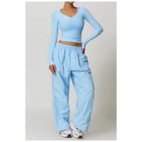 Top deportivo de manga larga con cuello en V para mujer, camiseta deportiva ajustada para Yoga, top deportivo, ropa deportiva para correr, entrenamiento deportivo - details 9