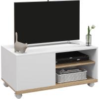 Mueble TV de Salón Moderno con Ruedas Pantalla de Televisión de 42 Pulgadas con 1 Puerta y 2 Estantes de Almacenamiento - details 0