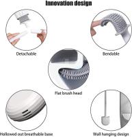Cepillo De Inodoro De Silicona Con Mango Largo Y Soporte Para Secado Rápido Accesorio De Baño Flexible Y Ecológico - details 3
