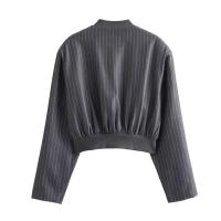 BUNO-chaquetas a rayas para mujer, primavera 2024, abrigo corto elegante con cuello levantado para mujer, ropa de calle para mujer, prendas de vestir exteriores nuevas - details 2