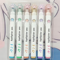 Rotuladores fluorescentes con forma de pata de gato, bolígrafos de dibujo en colores Pastel para estudiantes, suministros de oficina y escuela, papelería bonita, 6 unidades por juego - details 1