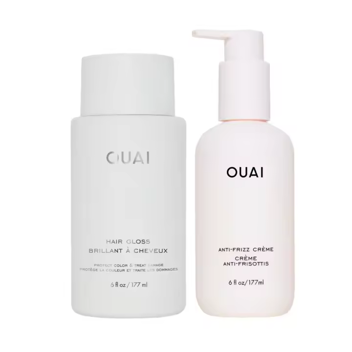El paquete OUAI Smooth Shine incluye brillo anticrema: control del encrespamiento + juego para mejorar el brillo del cabello (2 unidades, 6 oz/6 oz) - 1