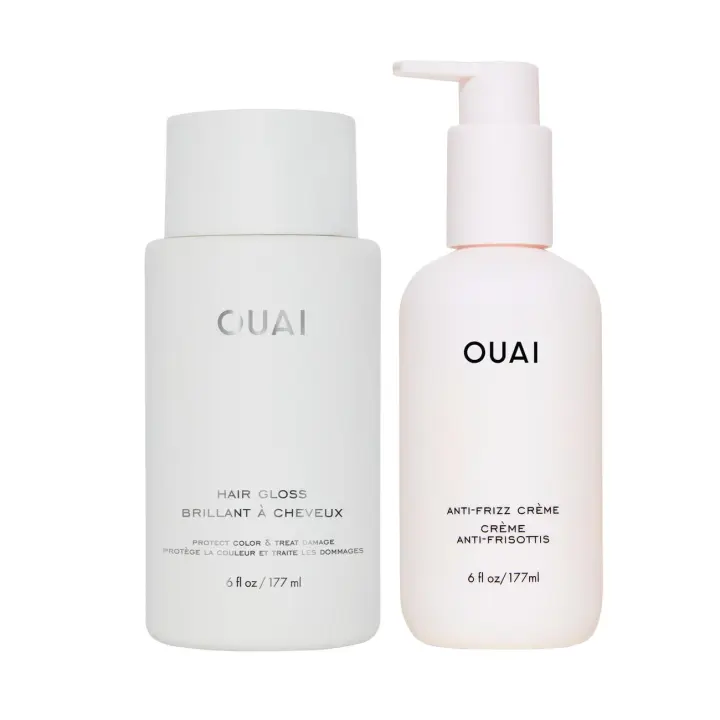 El paquete OUAI Smooth Shine incluye brillo anticrema: control del encrespamiento + juego para mejorar el brillo del cabello (2 unidades, 6 oz/6 oz) - 1