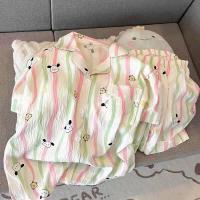 Pijama de Perro Feliz 2025 Algodón Nuboso Manga Corta Moda de Verano de Alta Gama para Mujeres - details 18