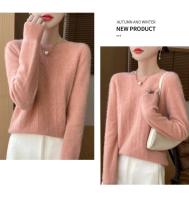 Elegante Suéter de Lana 100% Cuello Redondo, Manga Larga, Moda de Invierno para Mujeres - details 6