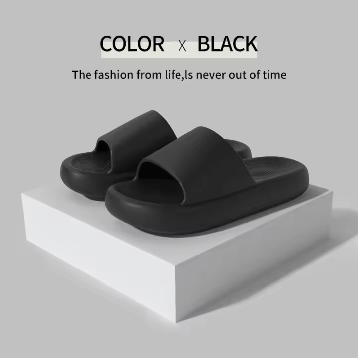 Simple de fondo grueso zapatillas frescas de los hombres de verano nuevo hogar baño de color sólido baño de una palabra de arrastre de las mujeres desgaste exterior - 1