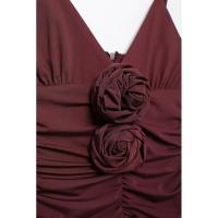 - Ropa de mujer de estilo europeo y americano, nueva moda, decoración de flores convexas, flauta sin tirantes con cuello en V ss - details 7