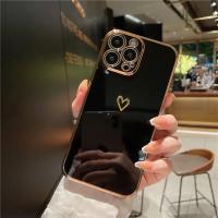 Funda de teléfono suave a prueba de golpes con forma de corazón de amor chapado para iPhone 14 13 12 11 Pro Max 15 X XR XS 7 8 Plus, funda protectora para cámara de lente - details 11