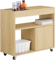 Mesa Auxiliar con 2 Estantes Consola Mesita de Noche con Ruedas Mesa Blanca Mesita 70 x 35 x 60 cm FBT34-W ES - details 17