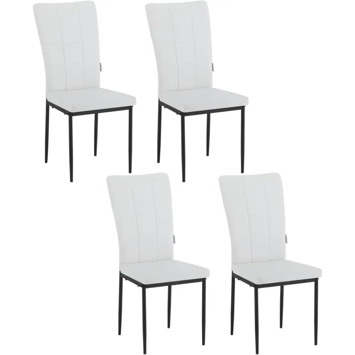 Pack de Sillas de Comedor 4 Piezas, Tapizadas, Resalto Alto, Sillon Morno de Cuero Artificial, Sillas Ergonómicas con Patas de Metal Blanco, EZS23ws-4 - 1