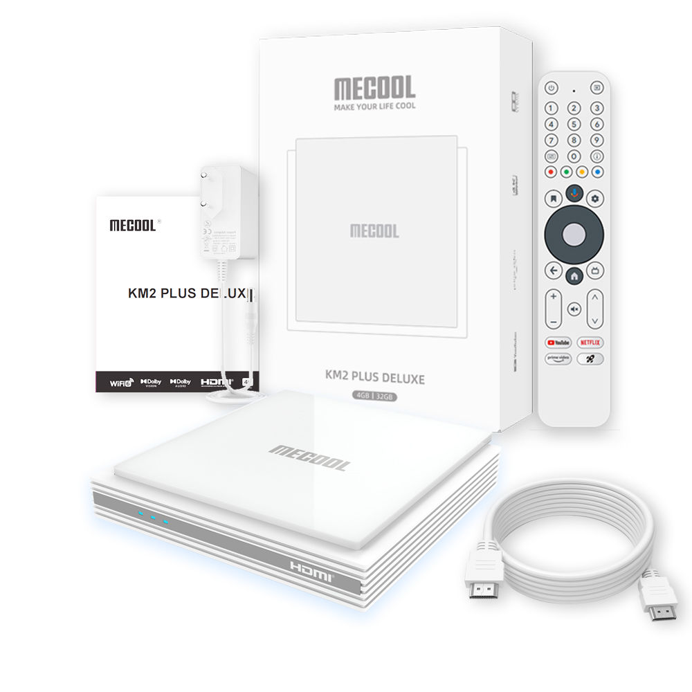 MECOOL TV Box Android Netflix Certificado KM2 Plus Deluxe Dolby Vision 4K Amlogic S905X4 4+32G WIFI6 1000M LAN WiFi Set Top Box