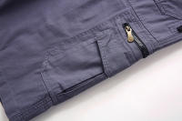 Summer men's cotton multi-pocket solid color 7-point Library, casual sports shorts - details 24