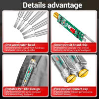 Probador de voltaje inteligente pluma con sonda de destornillador eléctrico inducido con luz indicadora Detector de voltaje probador de cable cero vivo - details 3