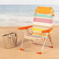Silla de Playa Plegable 5 Posiciones, Rayas Multicolor, 48x60x90 cm, Incluye Cojín Acolchado, Asa Hombro, Soporte 110kg, Antivuelco, Multiposición, Respaldo Reclinable - details 1