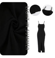 Vestido largo negro sin espalda, entallado, versátil, con abertura y tirantes finos, nuevo diseño de primavera. - details 2