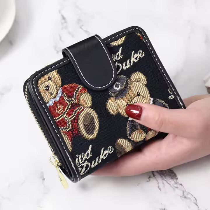 Tiantian Winnie the Pooh nuevas carteras cortas para mujer estilo coreano lindo plegable monedero de moda multifuncional - 1
