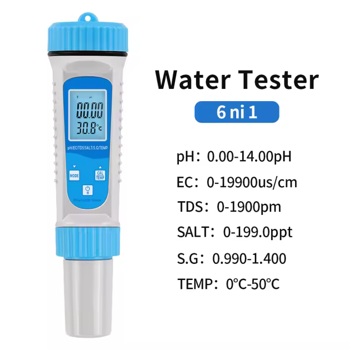 Medidor de PH Digital con Bluetooth, medidor de temperatura de salinidad, EC TDS, SG, 6 en 1, aplicaci￳n inteligente, Monitor en l￭nea para acuarios y piscinas - 1