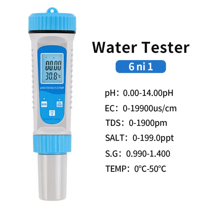 Medidor de PH Digital con Bluetooth, medidor de temperatura de salinidad, EC TDS, SG, 6 en 1, aplicaci￳n inteligente, Monitor en l￭nea para acuarios y piscinas - 1