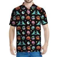 Polo con estampado 3D de dibujos animados de zombies para hombre, top Haruku de manga corta con cuello y botones, Eye of the Brain, verano - details 9