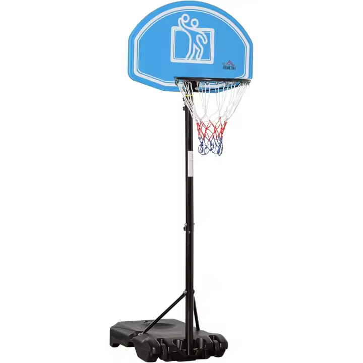 Canasta de Baloncesto para Exterior Altura Ajustable 160-210 cm Aro de Baloncesto Portátil con Ruedas Tablero de PE y Base Rellenable 76x70x197,5-254 cm Negro y Azul - 1