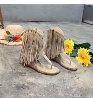 Sandalias romanas con borlas de pellizco nuevas botas frescas con cremallera lateral de punta abierta de verano que aumentan la altura interior - details 7