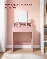 Tocador con Espejo Grande, tocador, 2 cajones, 3 Compartimentos Abiertos, tocador, Moderno, Blanco - details 18