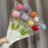 Ramo de Flores Falsas de Crochet Hecho a Mano Rosa Tulipanes Dáisí Decoración de Hogar Luz y Fuerza - details 5