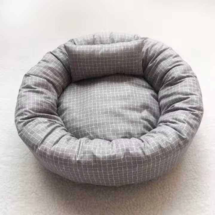 Camas redondas para mascotas, alfombrilla de tela suave para perros y gatos con almohada, cojines para dormir para animales, sofá para cachorros, casa para gatos pequeños, accesorios para perros - 1