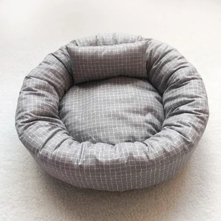 Camas redondas para mascotas, alfombrilla de tela suave para perros y gatos con almohada, cojines para dormir para animales, sofá para cachorros, casa para gatos pequeños, accesorios para perros - 1