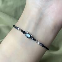 Pulseras de Obsidiana Luna Natural Pareja Minimalista Diseño de Gato Negro y Blanco - details 1