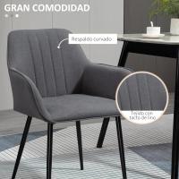 Pack de 2 Sillas de Comedor Sillas Decorativas Tapizadas en Lino Sillas de Cocina con Respaldo Reposabrazos y Patas de Metal para Salón 59,5x56,5x81 cm - details 15
