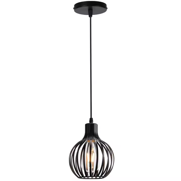 Lámpara de araña de hierro - negro - 15*18CM Cable para colgar de 1 metro E27 (no incluido) - 1