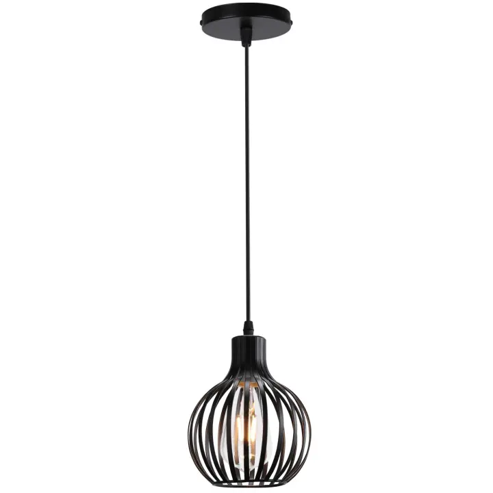 Lámpara de araña de hierro - negro - 15*18CM Cable para colgar de 1 metro E27 (no incluido) - 1