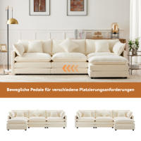 Sofá de Chenilla Tres Plazas Mueble de Ropa de Esquina con Descansabrazos - details 8