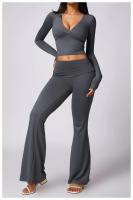 Traje deportivo cansado, prenda versátil de manga larga, secado rápido, pantalones acampados para yoga, correr, Fiess, ropa exterior - details 10