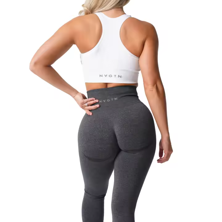 Leggings deportivos de cintura alta para mujer NVG de spandex con pantalones interiores suaves para ropa de gimnasio y fitness. - 1