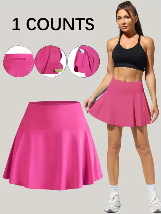 Falda Deportiva Casual para Mujer con Pantalones Falsos de Tenis - Conjunto de 2 Piezas - 1