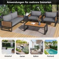 Juego de Exteriores de Jardín Marco de Hierro Galvanizado Mesa de Comedor de 4 Piezas - details 1
