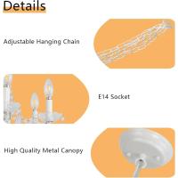 Lámpara de Techo de Madera de 5 Luces Lámpara Colgante Rústica Blanca Envejecida para Comedor, Dormitorio, Cocina - details 8