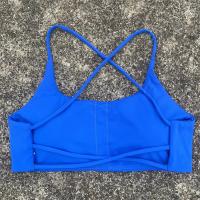 Sujetador deportivo suave para mujer, ropa interior sexy con tirantes finos, espalda cruzada, top hueco, ajustado, gimnasio, yoga, entrenamiento atlético con almohadilla para el pecho - details 7
